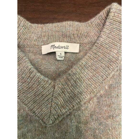 Madewell Vneck Gray Long Sleeve 100% Merino Wool Size Small Fair Trade Factory - Picture 3 of 6